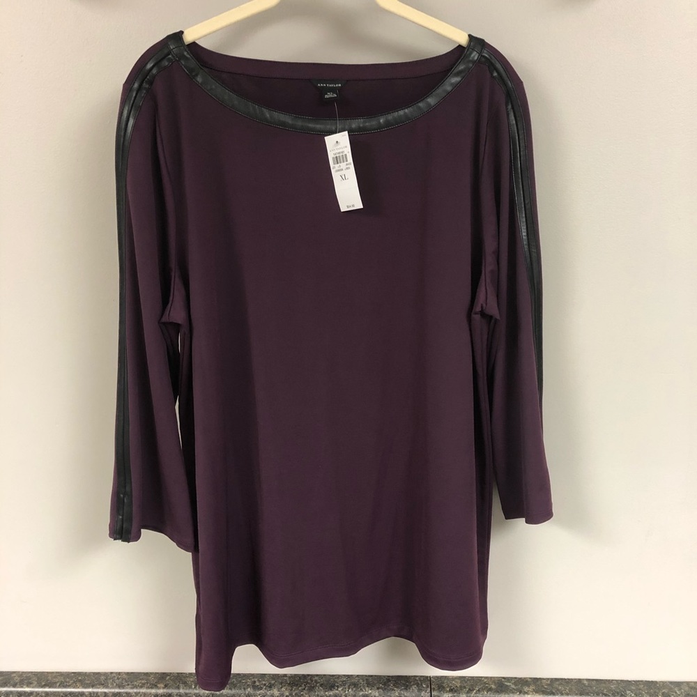 NWT Ann Taylor plum burgundy detail shirt XL 16